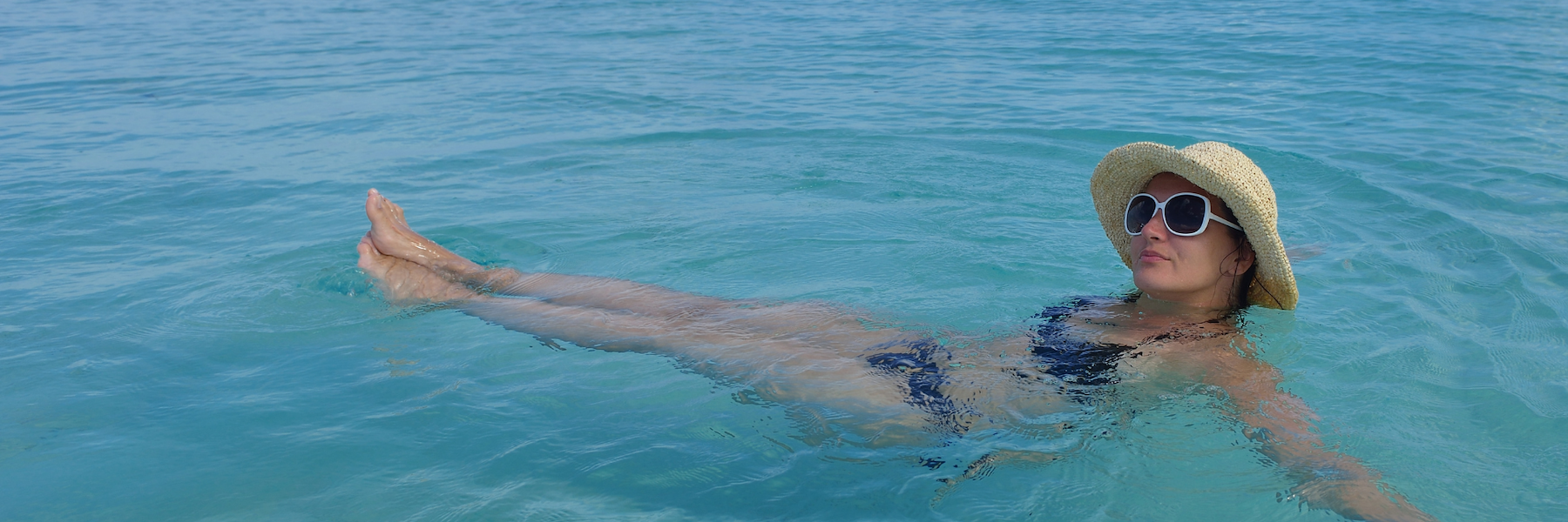 Floating in the beach water