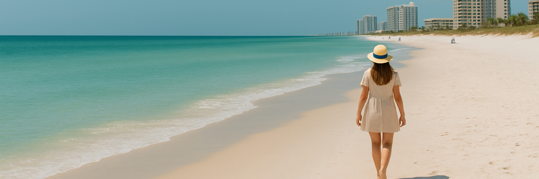 woman walking on the beach in panama city beach